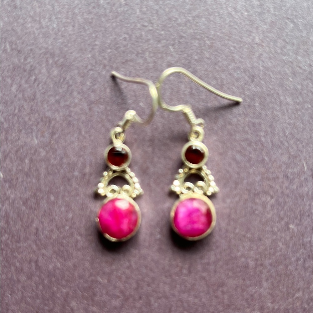 Royal Ruby and Garnet Dangle Earrings